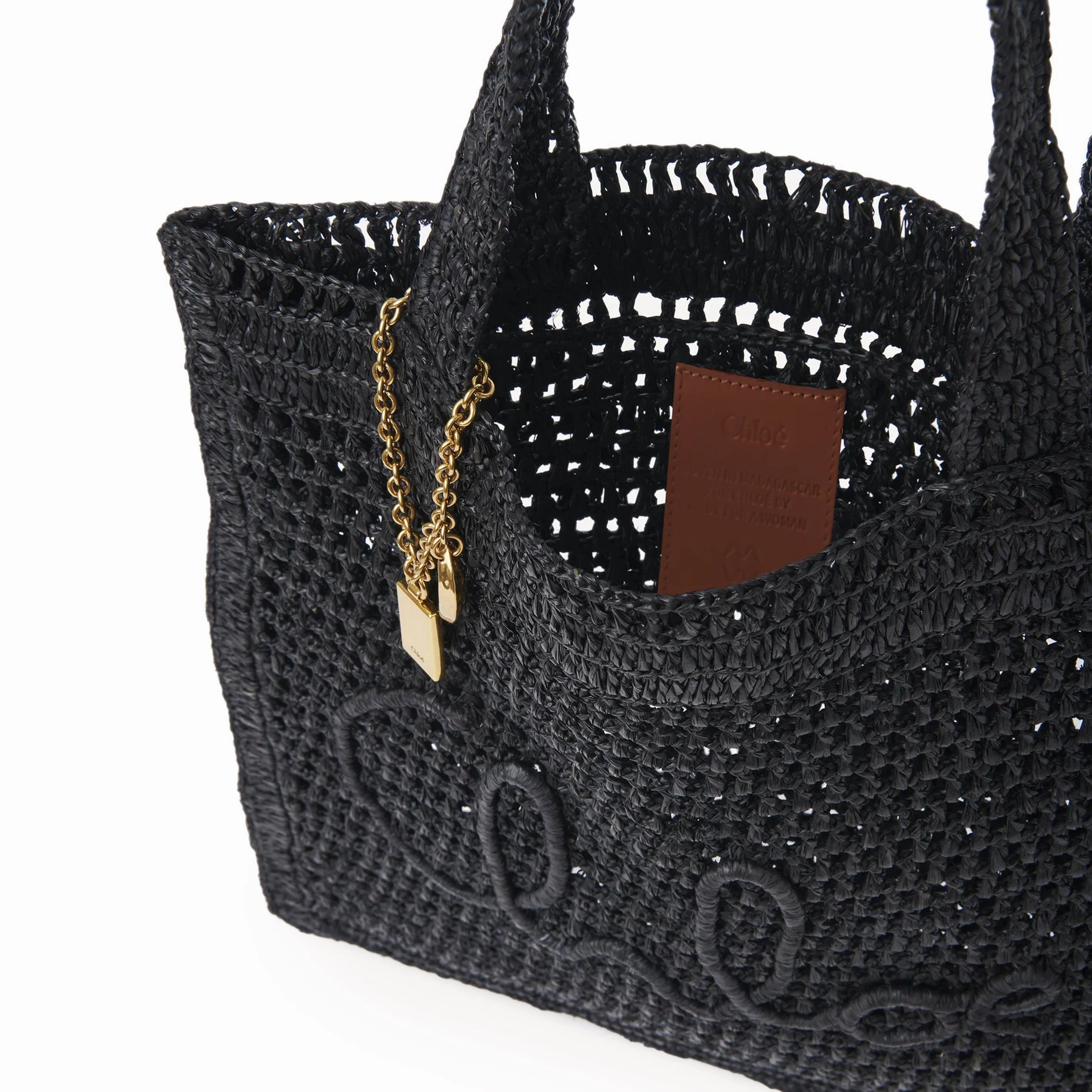 Banana Raffia Tote, Black
