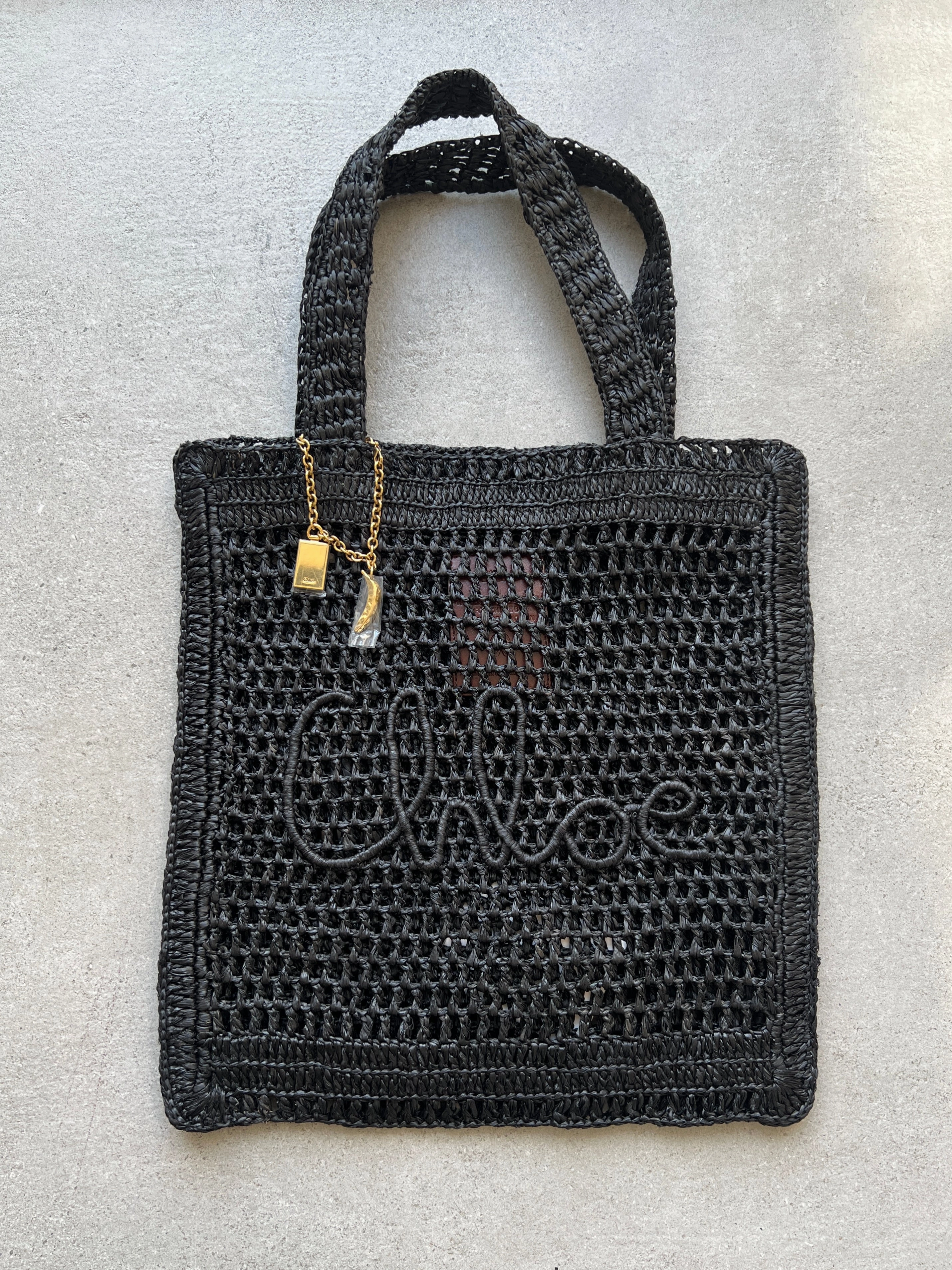 Banana Raffia Tote, Black