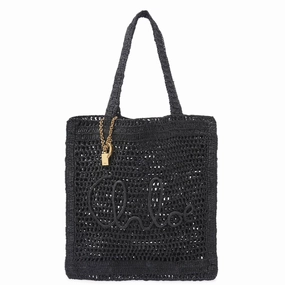 Banana Raffia Tote, Black