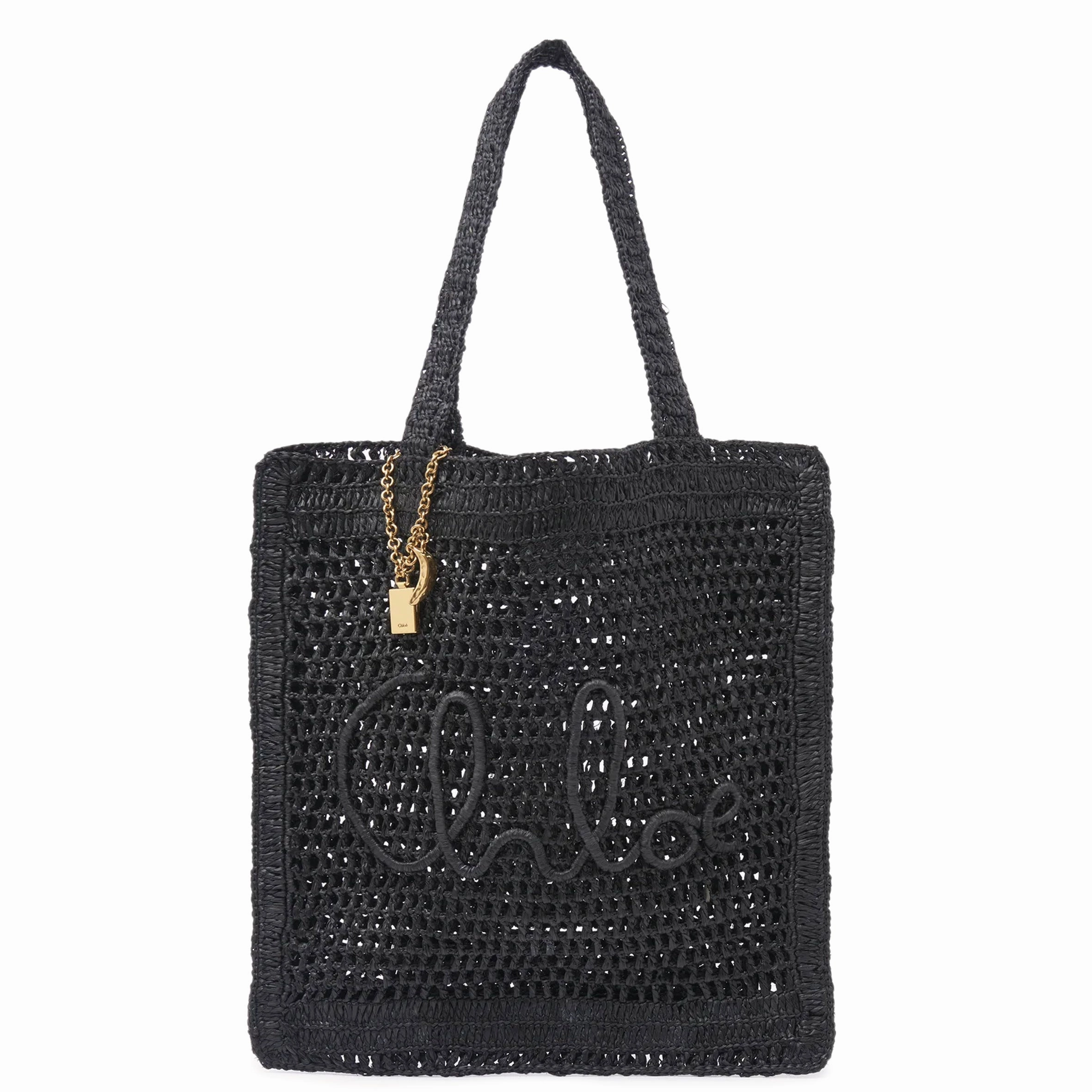 Banana Raffia Tote, Black