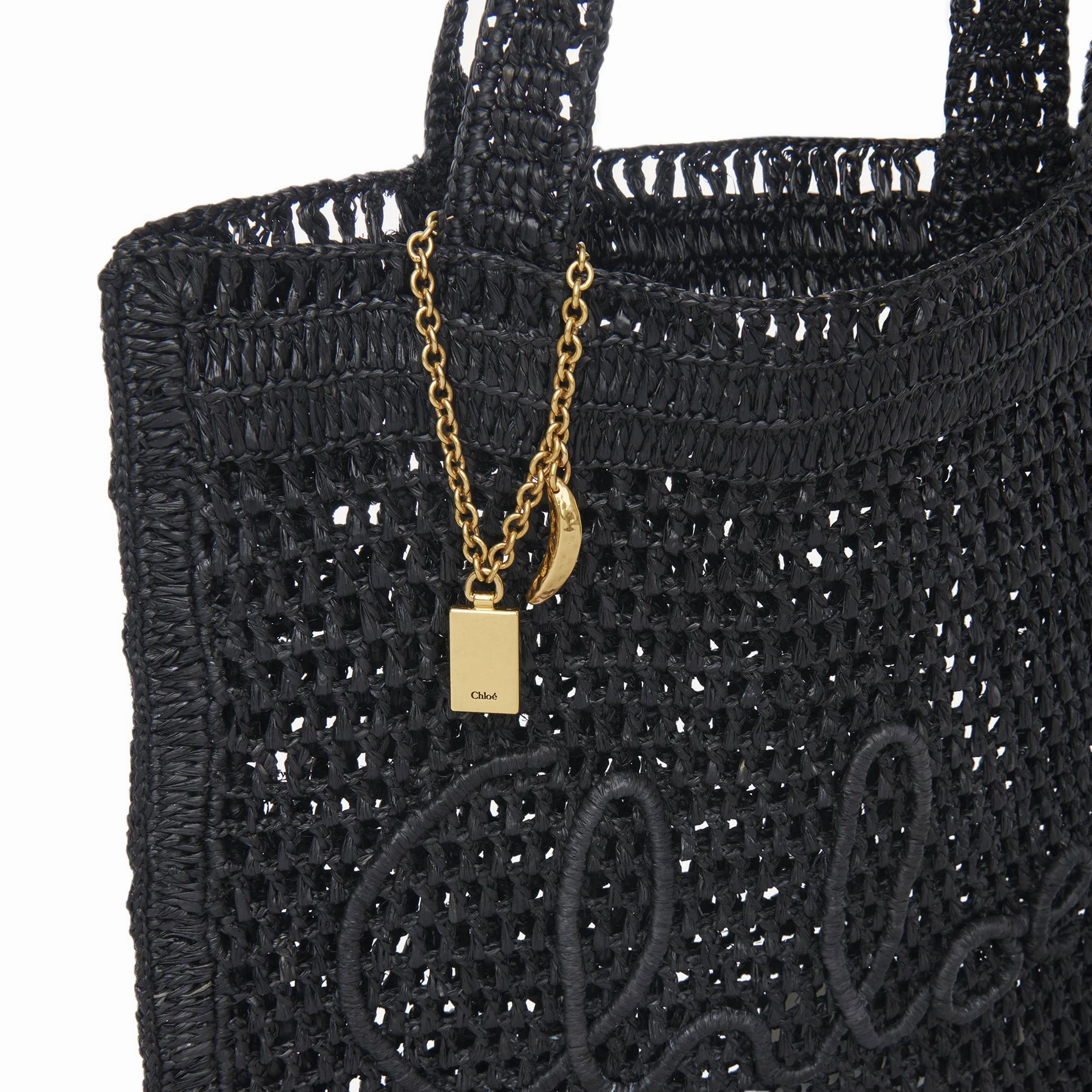 Banana Raffia Tote, Black