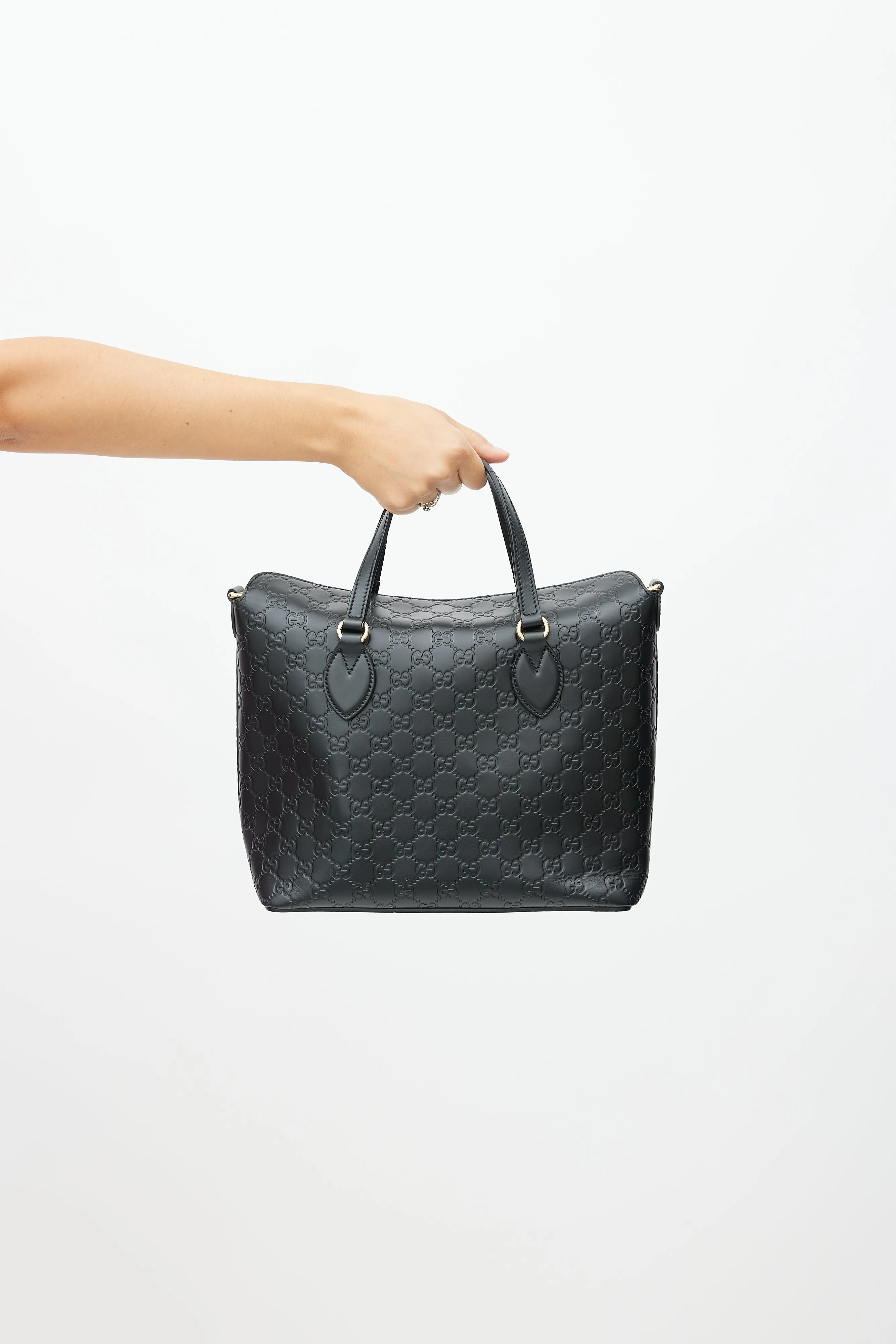 Black Guccissima Leather Foldover Shoulder Bag