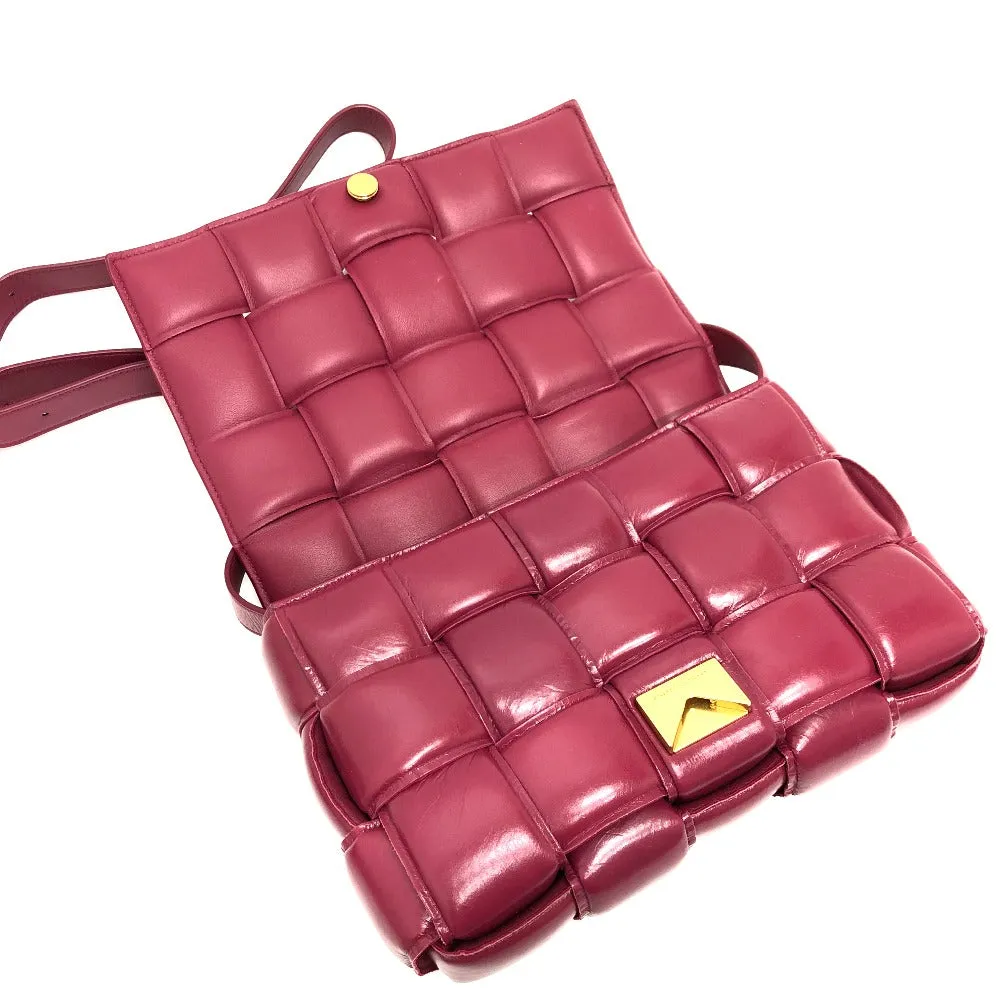 BOTTEGAVENETA Shoulder Bag leather wine-red Padded cassette Cassette Maxi Women Used