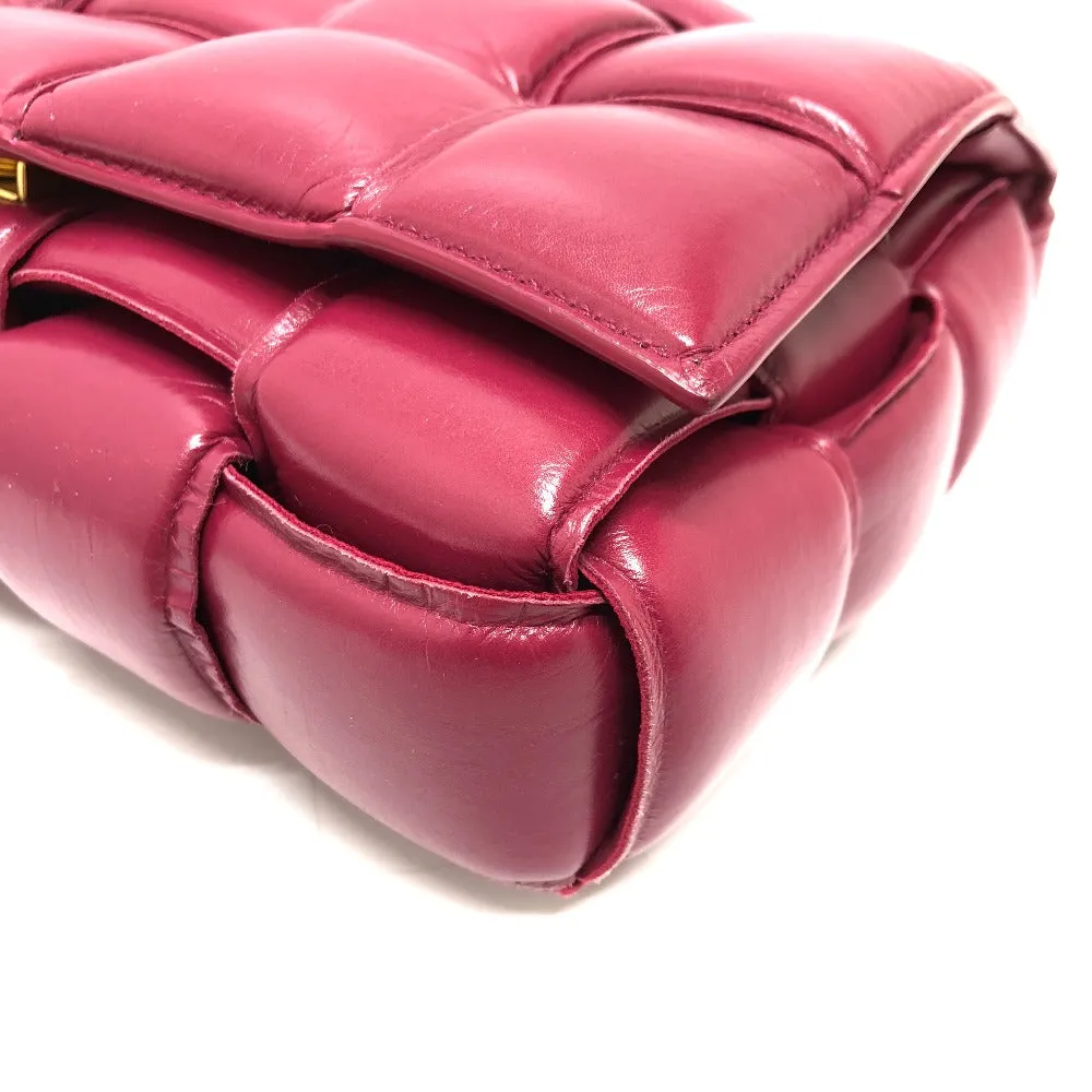 BOTTEGAVENETA Shoulder Bag leather wine-red Padded cassette Cassette Maxi Women Used