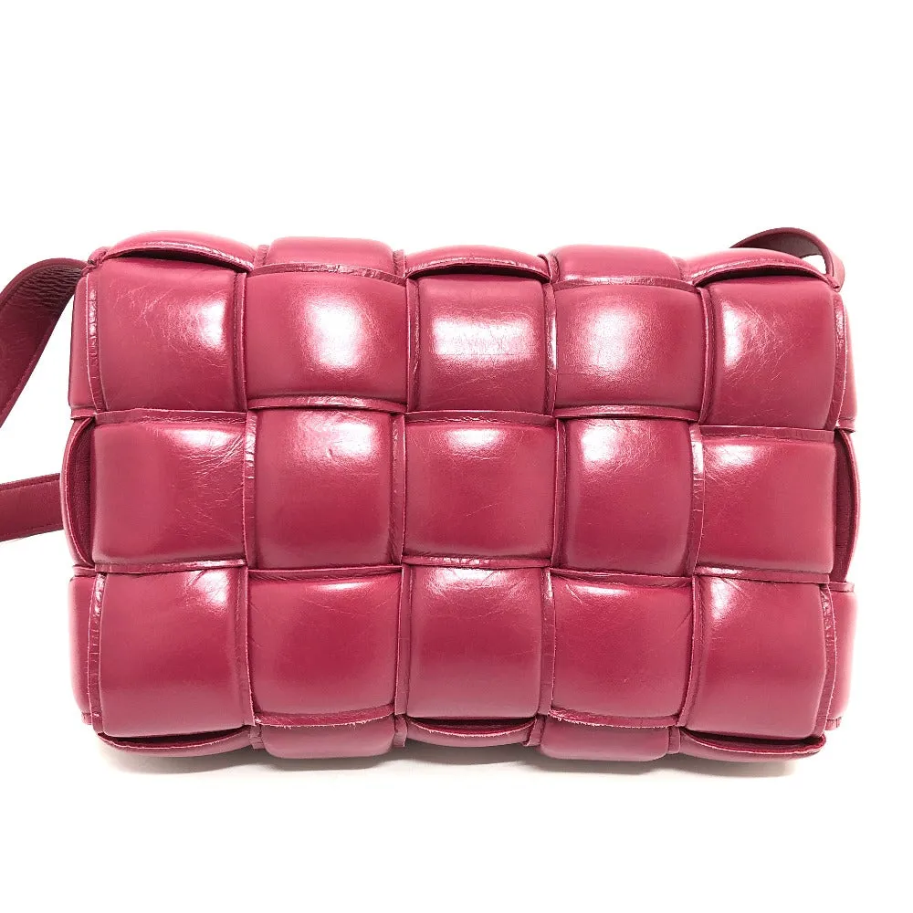 BOTTEGAVENETA Shoulder Bag leather wine-red Padded cassette Cassette Maxi Women Used