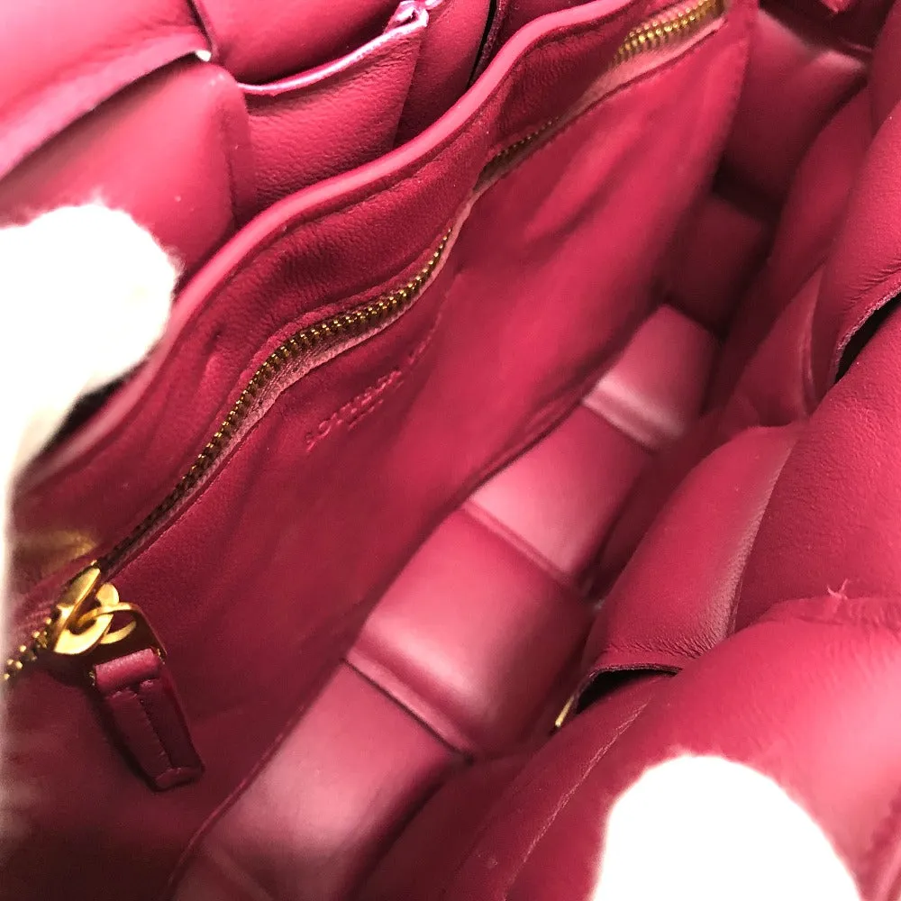 BOTTEGAVENETA Shoulder Bag leather wine-red Padded cassette Cassette Maxi Women Used
