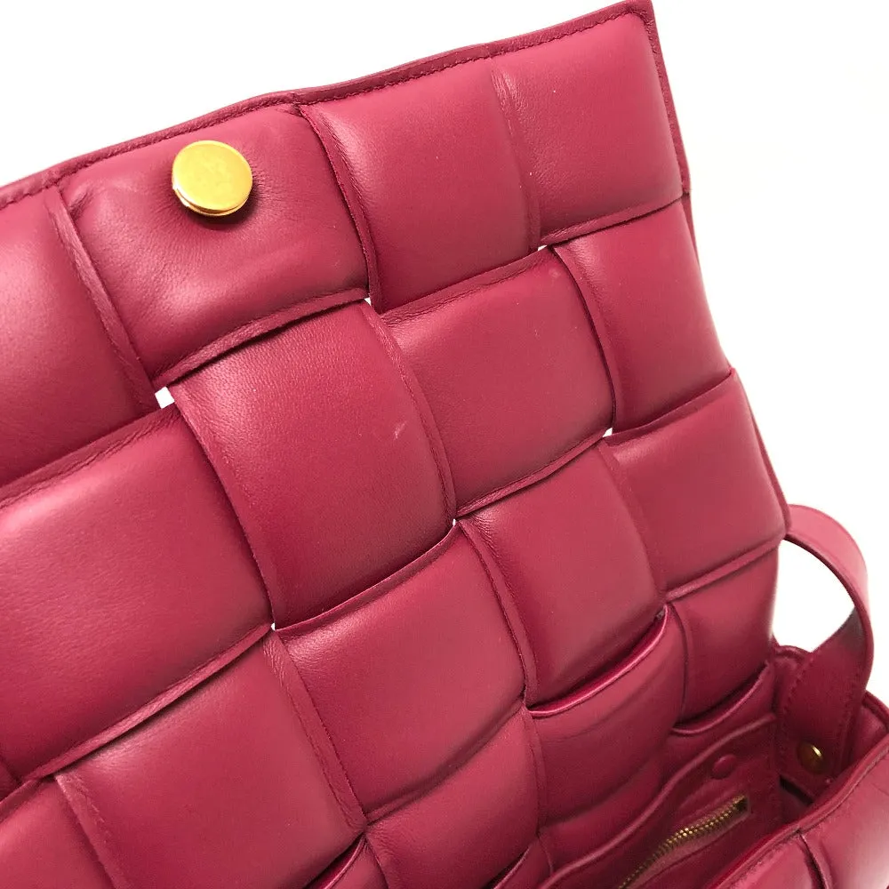 BOTTEGAVENETA Shoulder Bag leather wine-red Padded cassette Cassette Maxi Women Used