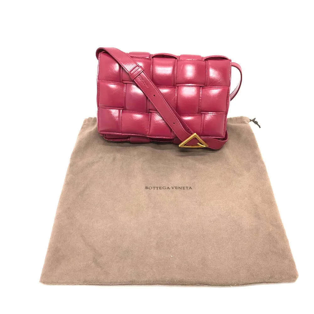 BOTTEGAVENETA Shoulder Bag leather wine-red Padded cassette Cassette Maxi Women Used