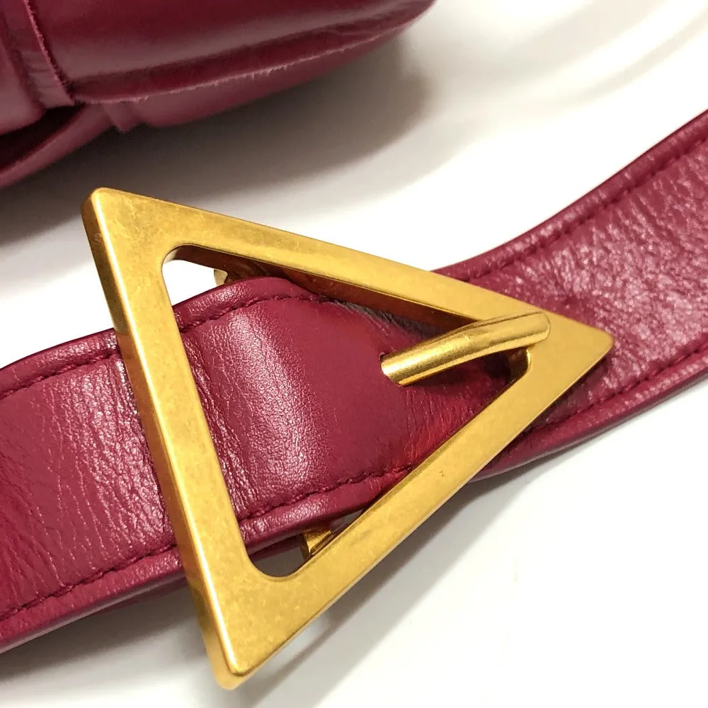 BOTTEGAVENETA Shoulder Bag leather wine-red Padded cassette Cassette Maxi Women Used