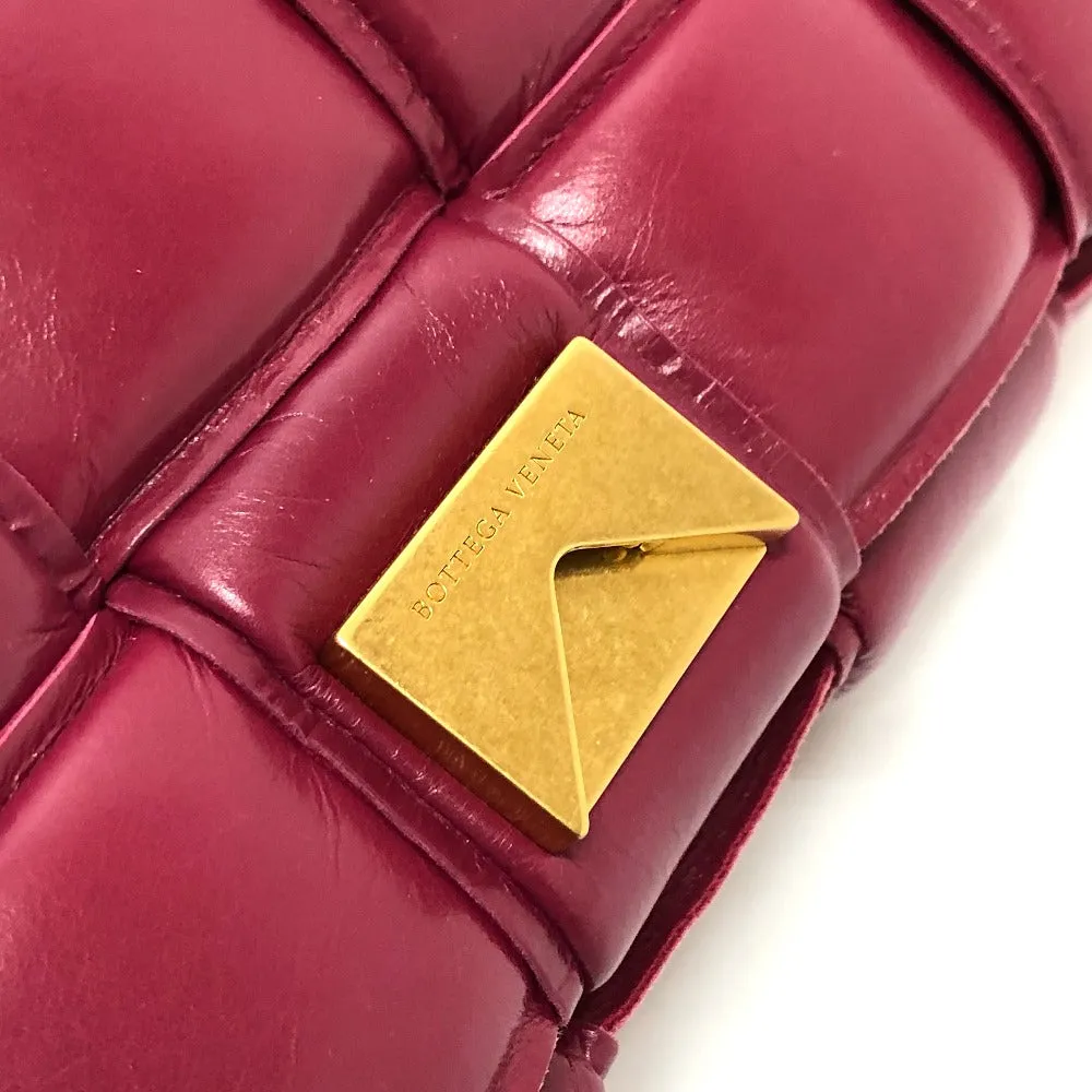 BOTTEGAVENETA Shoulder Bag leather wine-red Padded cassette Cassette Maxi Women Used