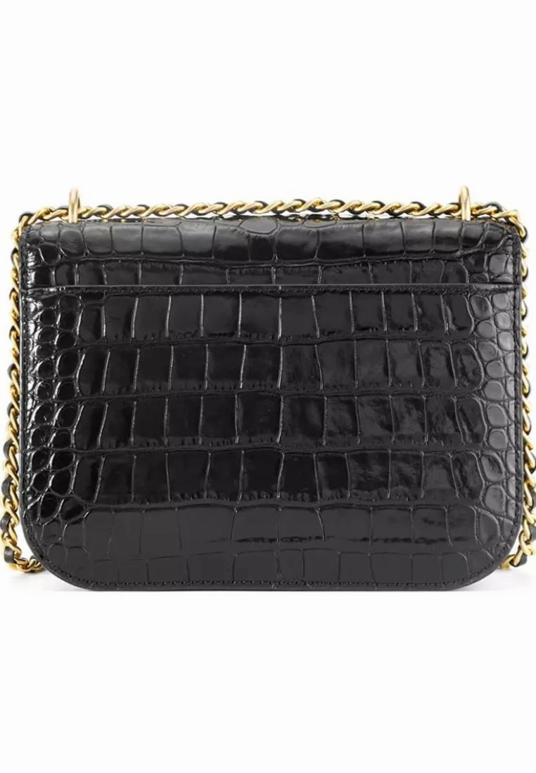 Britten Convertible Shoulder Bag  Croc Effect- Black