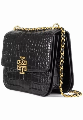 Britten Convertible Shoulder Bag  Croc Effect- Black