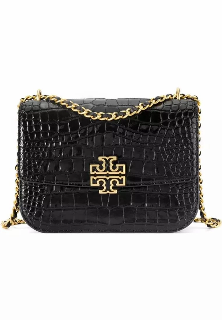 Britten Convertible Shoulder Bag  Croc Effect- Black