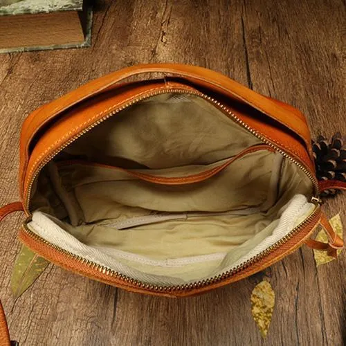 Brown Mosaic Womens Genuine Leather Shoulder Bag Handbag Bag Vintage Side Bag for Ladies