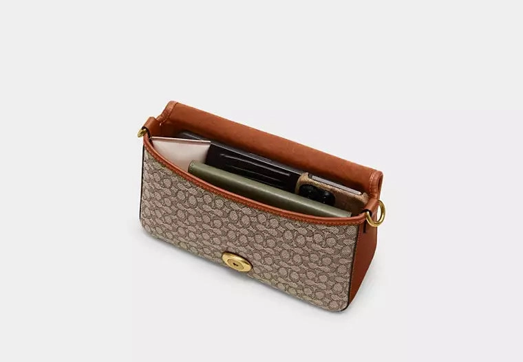 Caoch Soft Tabby Shoulder Bag In Micro Signature Jacquard