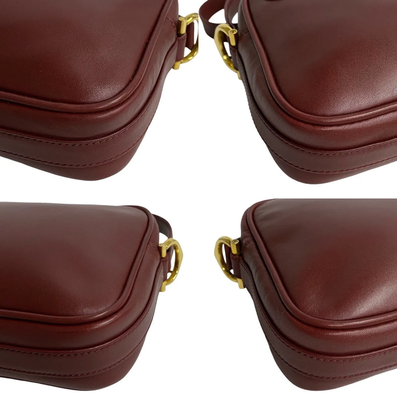 CARTIER Shoulder Bag leather wine-red Must Line