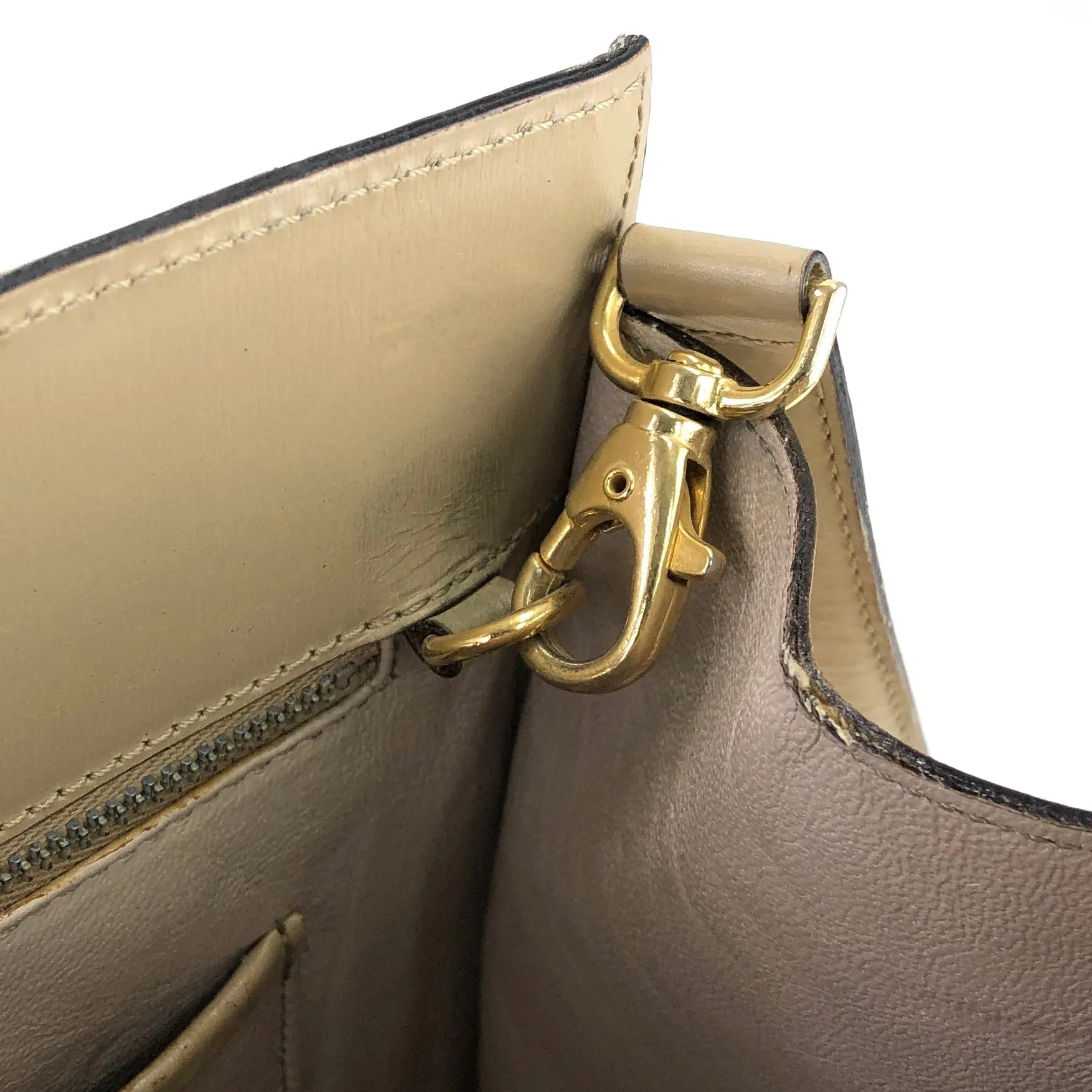 CELINE Crocodile emboss Square Leather Crossbody Shoulderbag Beige Vintage OldCELINE 7tbf3r