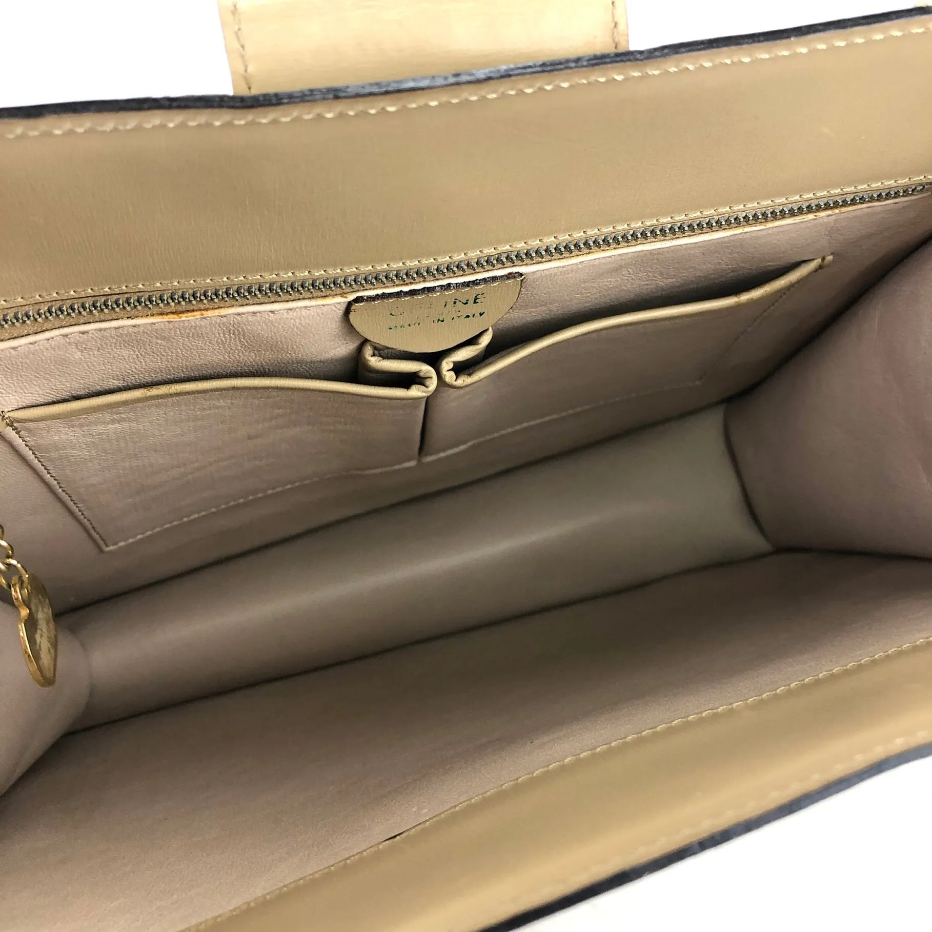 CELINE Crocodile emboss Square Leather Crossbody Shoulderbag Beige Vintage OldCELINE 7tbf3r