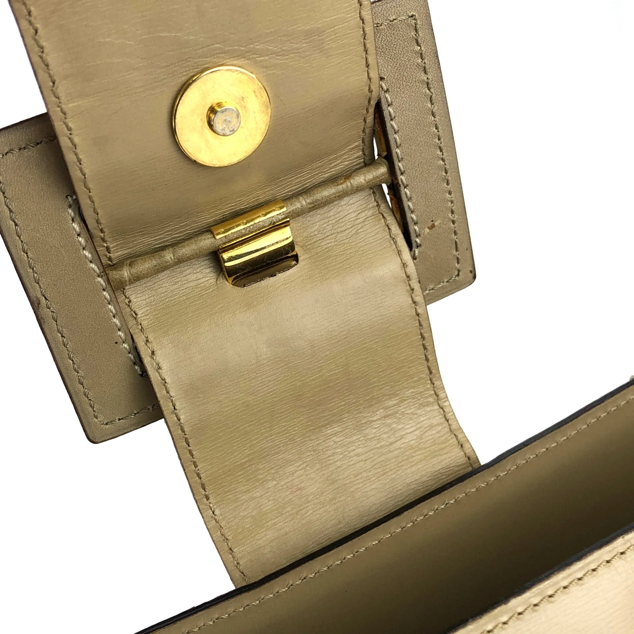 CELINE Crocodile emboss Square Leather Crossbody Shoulderbag Beige Vintage OldCELINE 7tbf3r