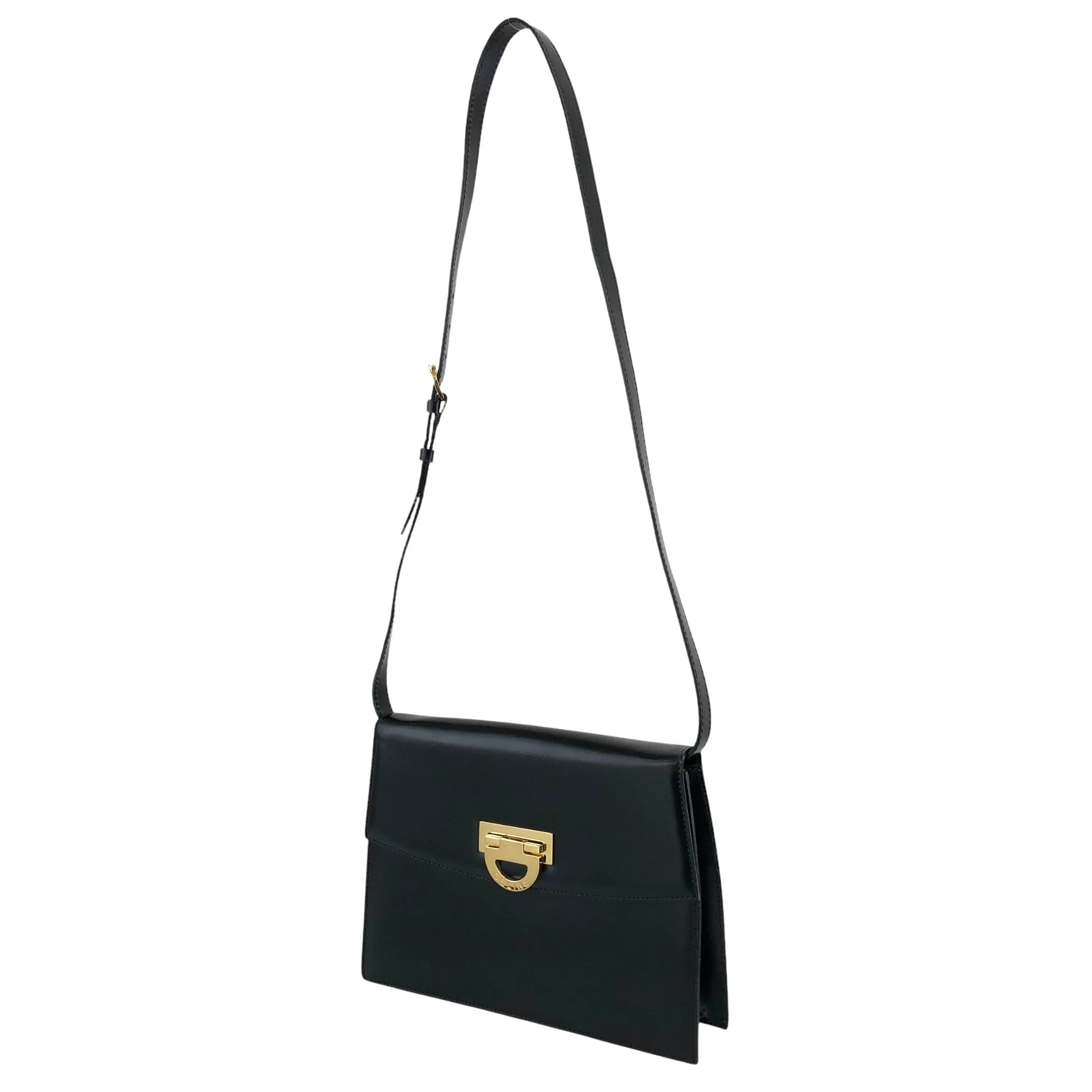 CELINE Horse Bit Shoulder bag Black Vintage hcjm5v