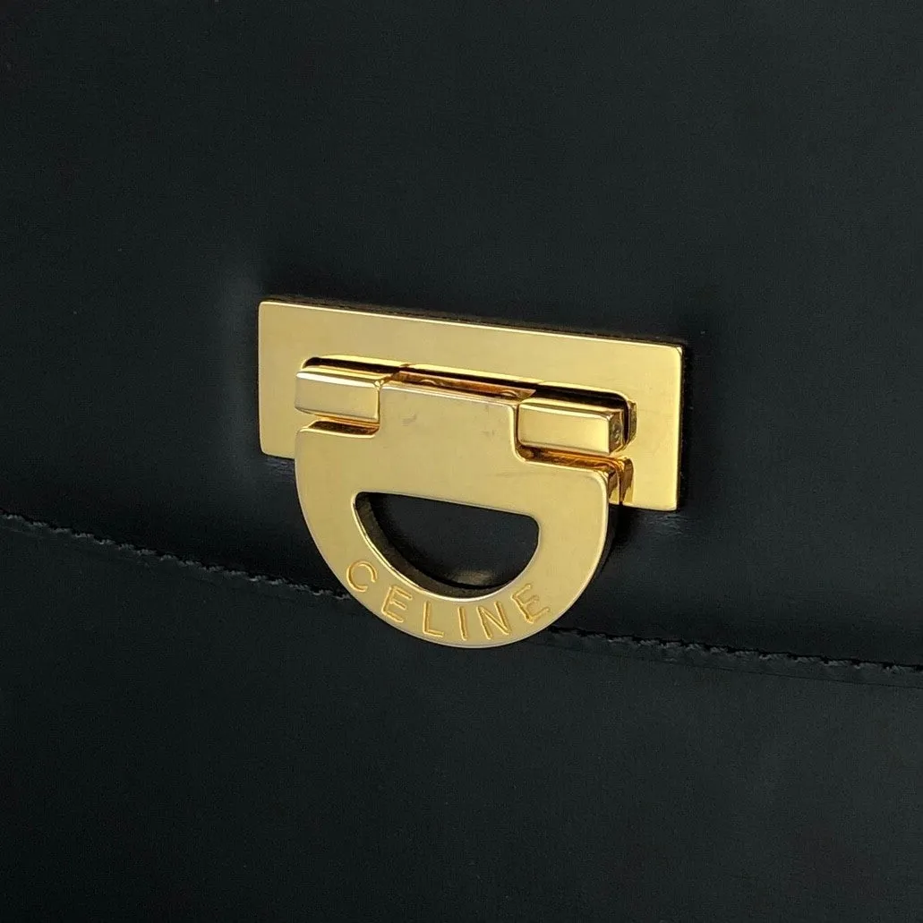 CELINE Horse Bit Shoulder bag Black Vintage hcjm5v