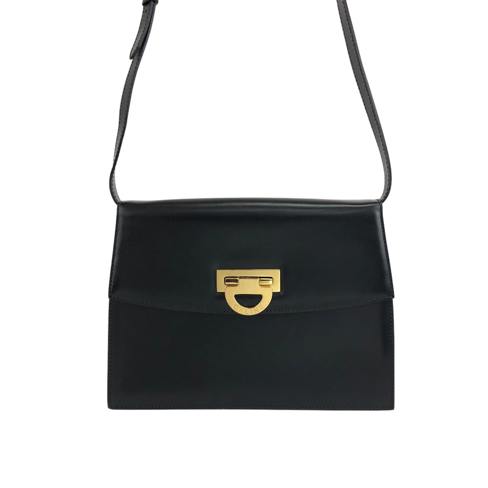 CELINE Horse Bit Shoulder bag Black Vintage hcjm5v