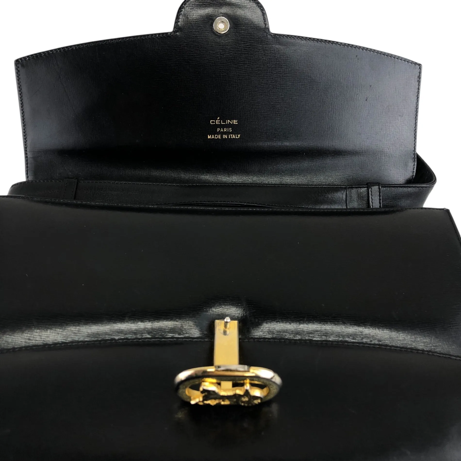 CELINE Horse Carriage Shoulder bag Black Vintage mi8zzx