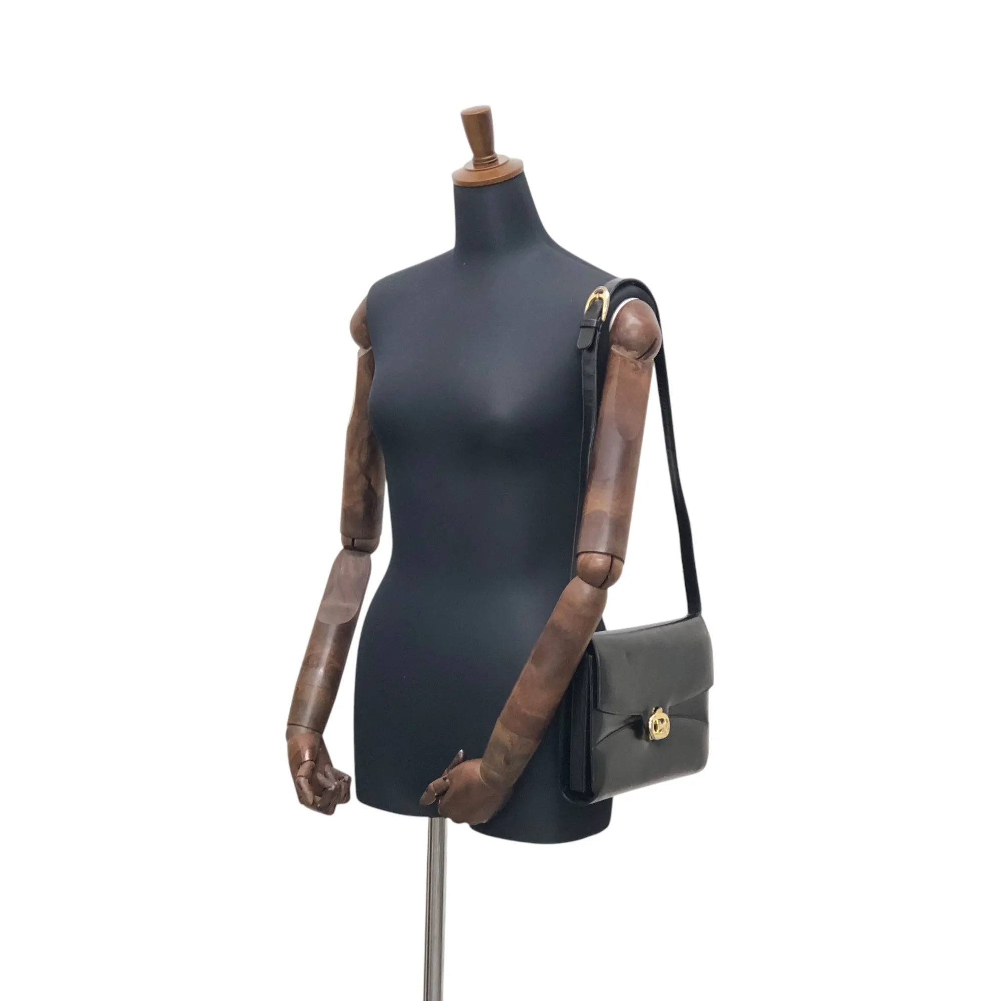 CELINE Horse Carriage Shoulder bag Black Vintage mi8zzx