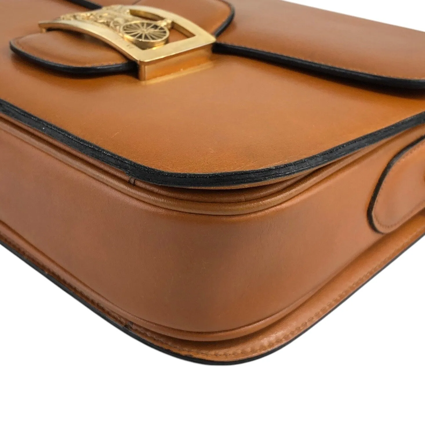 CELINE Horse Carriage Shoulder bag Brown Vintage pejihj