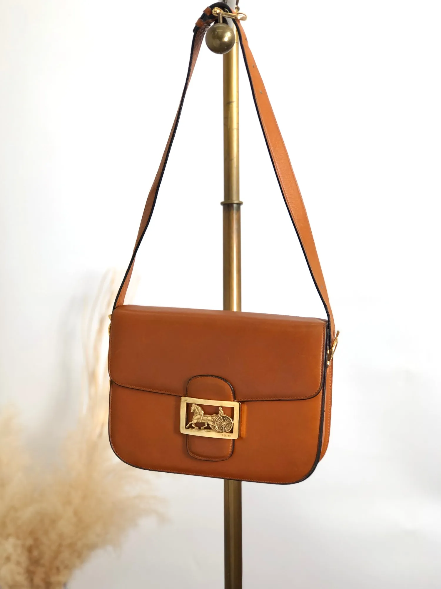 CELINE Horse Carriage Shoulder bag Brown Vintage pejihj