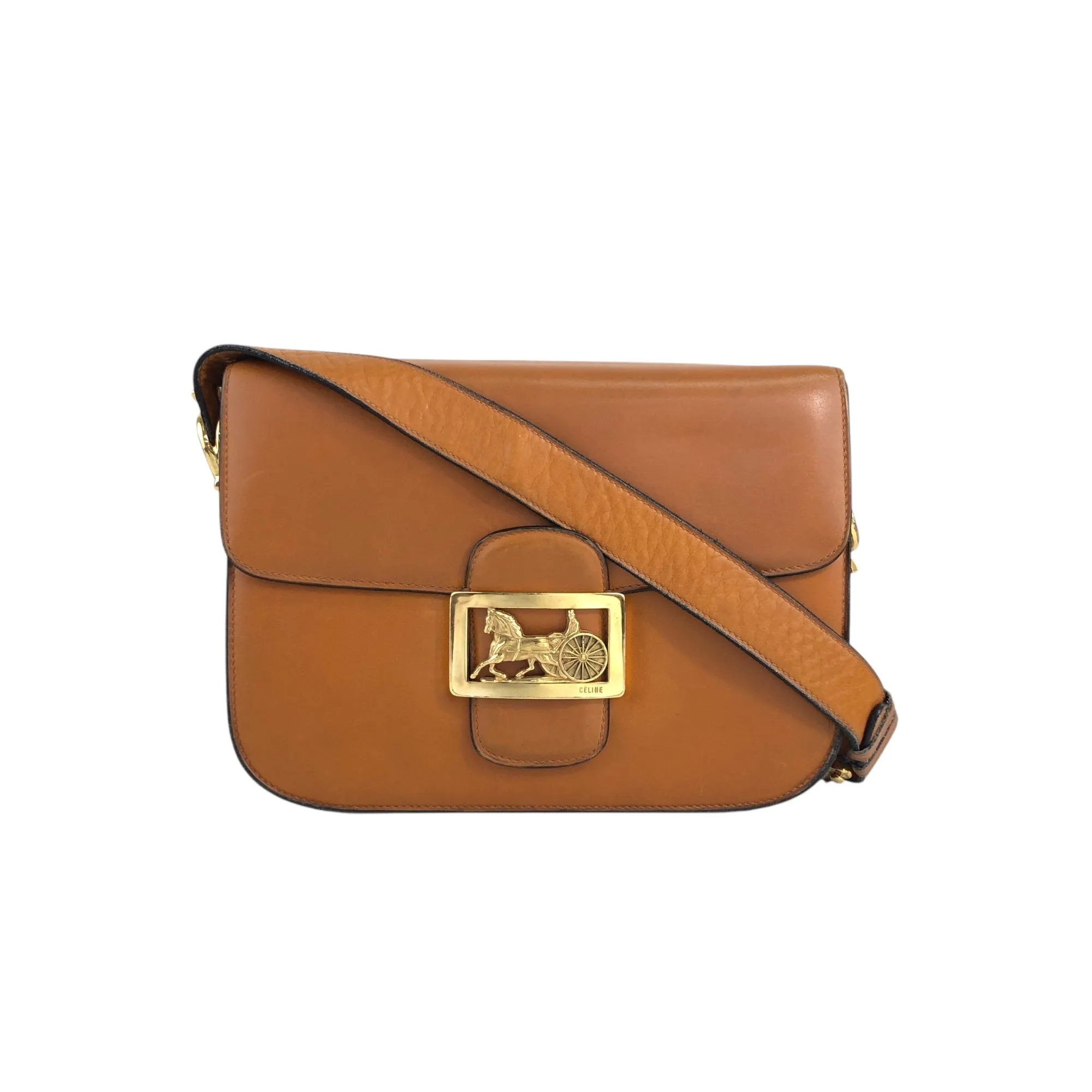 CELINE Horse Carriage Shoulder bag Brown Vintage pejihj