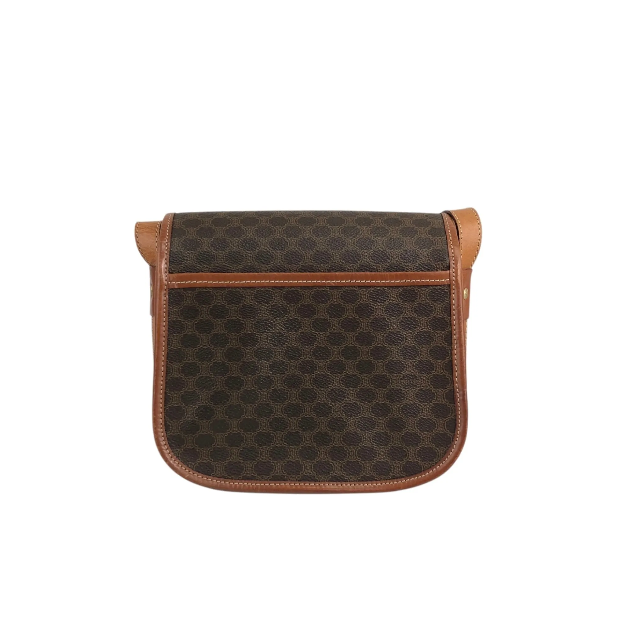 CELINE Macadam Blason Front Buckle Shoulder bag Brown Vintage wuk23r