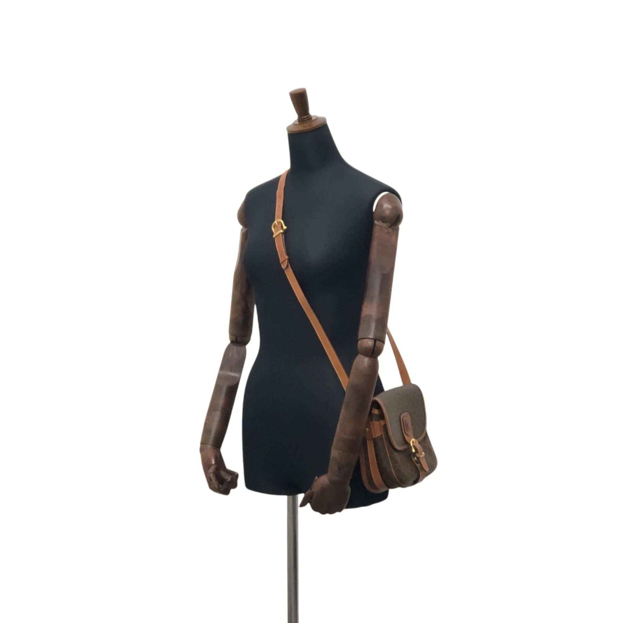 CELINE Macadam Blason Front Buckle Shoulder bag Brown Vintage wuk23r