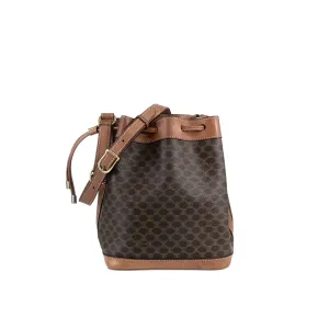 CELINE Macadam Drawstring Shoulder bag Brown Vintage keyfvw