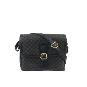 CELINE Macadam Front Buckle Shoulder bag Black Vintage n5nr8t