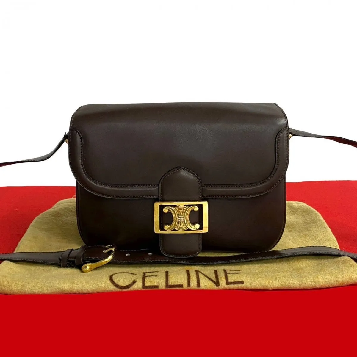 CELINE Shoulder Bag leather Brown