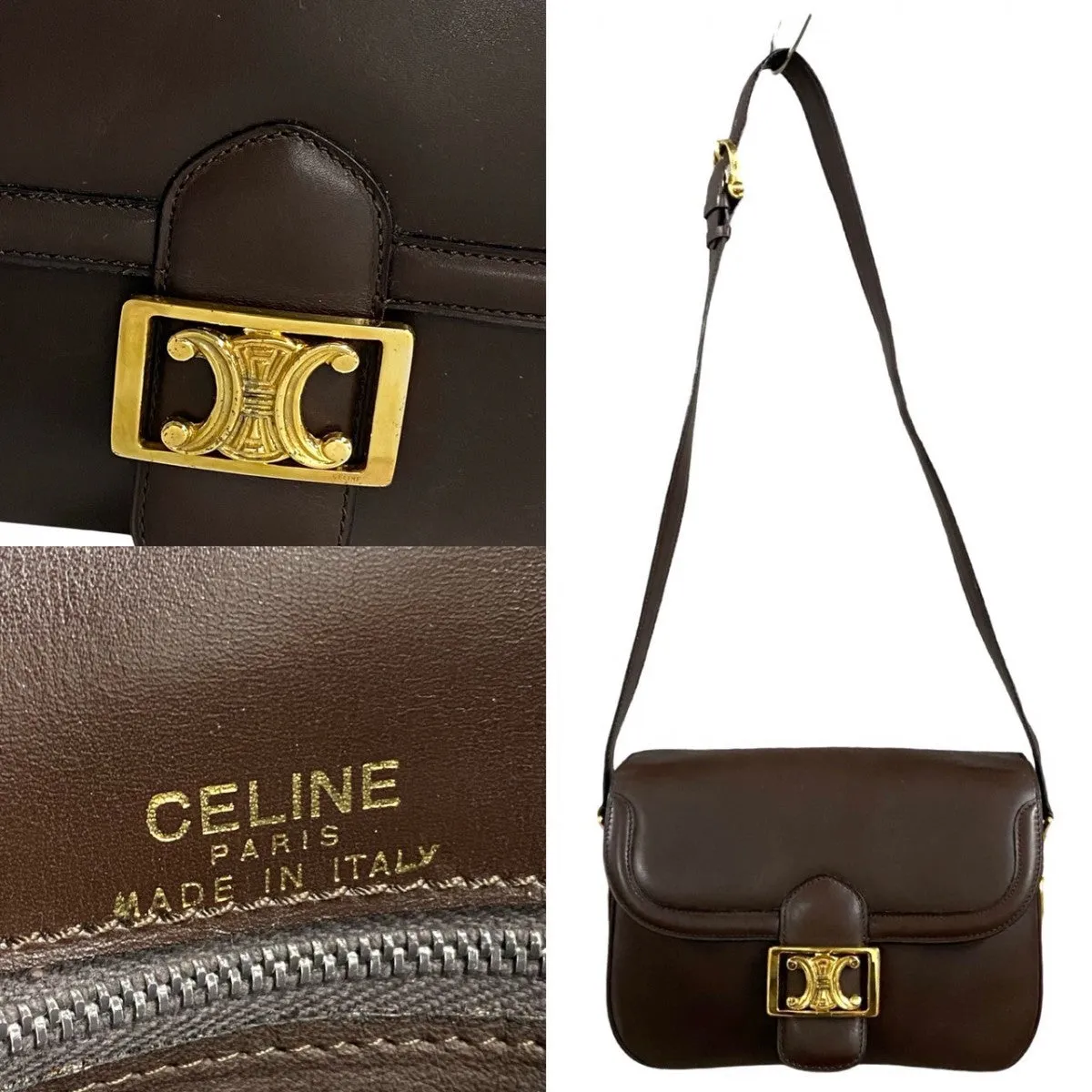 CELINE Shoulder Bag leather Brown