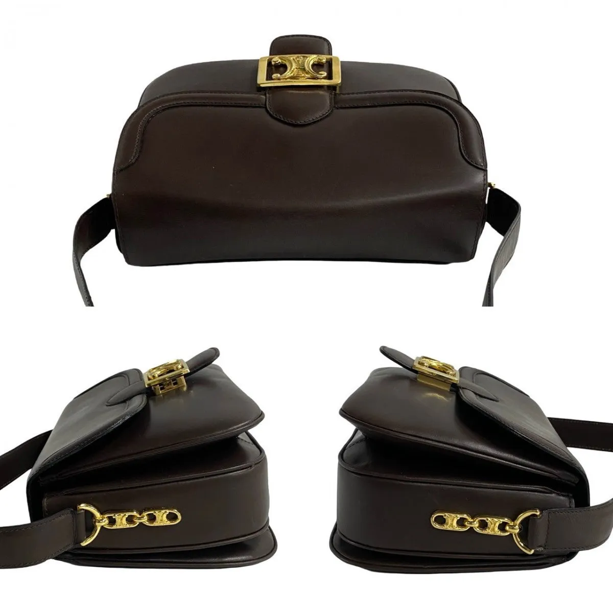 CELINE Shoulder Bag leather Brown