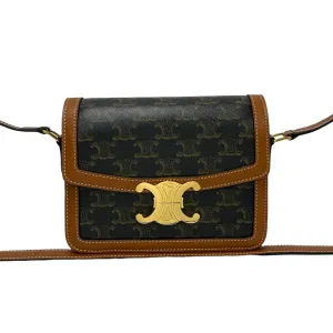 CELINE Shoulder Bag Leather, PVC Brown Triomphe logo Metal Teen Triomphe Women Used