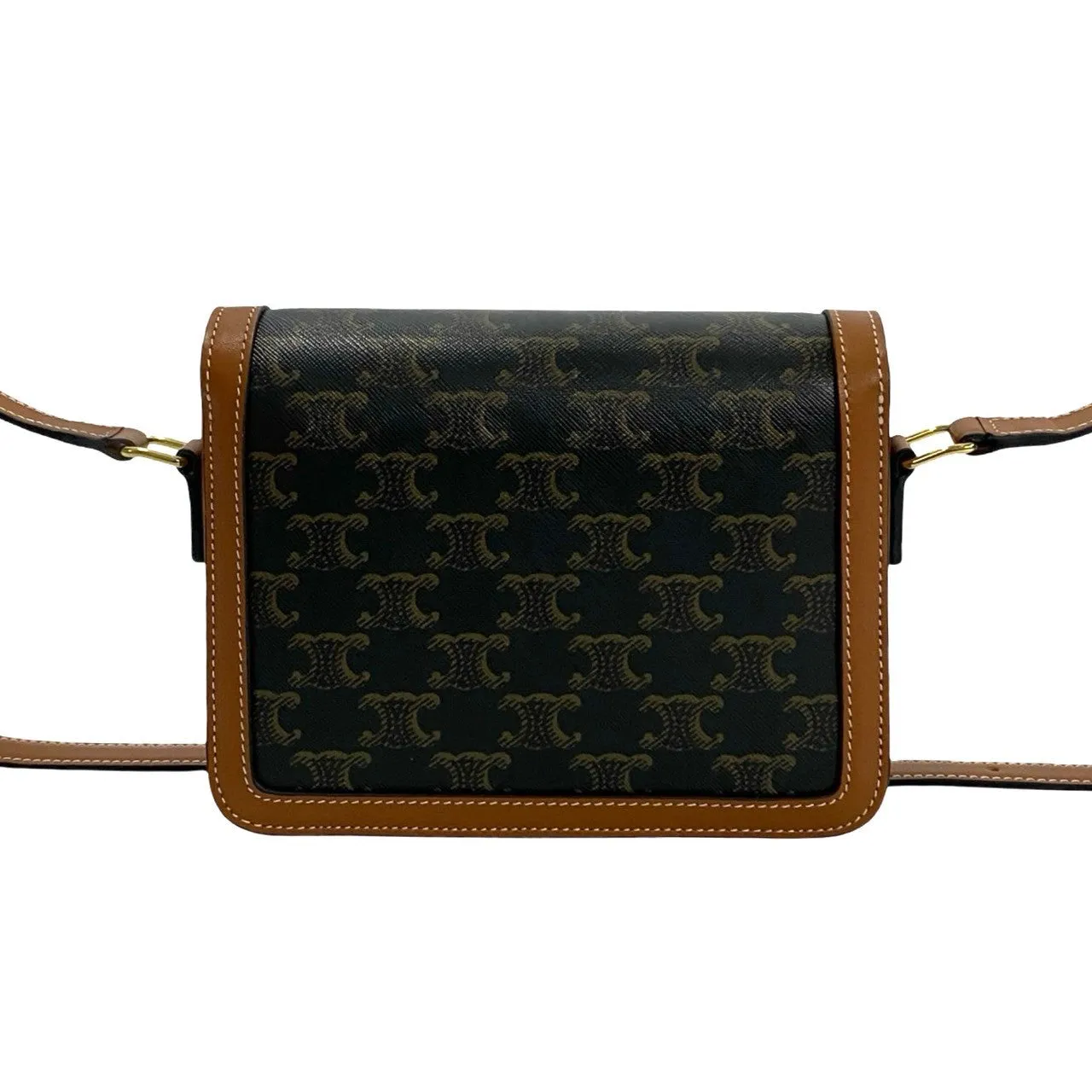 CELINE Shoulder Bag Leather, PVC Brown Triomphe logo Metal Teen Triomphe Women Used
