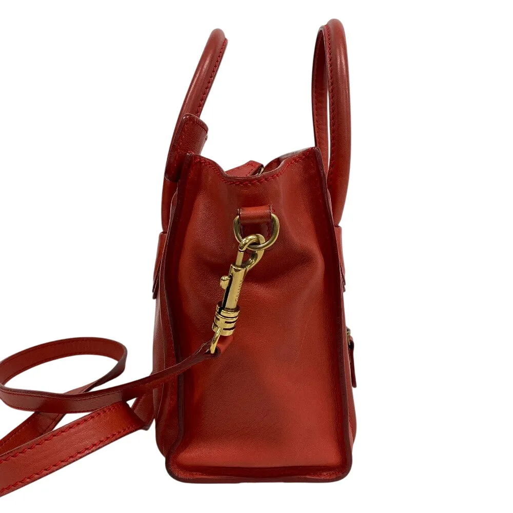 CELINE Shoulder Bag leather Red 2way handbag Luggage Nano Shopper Women Used