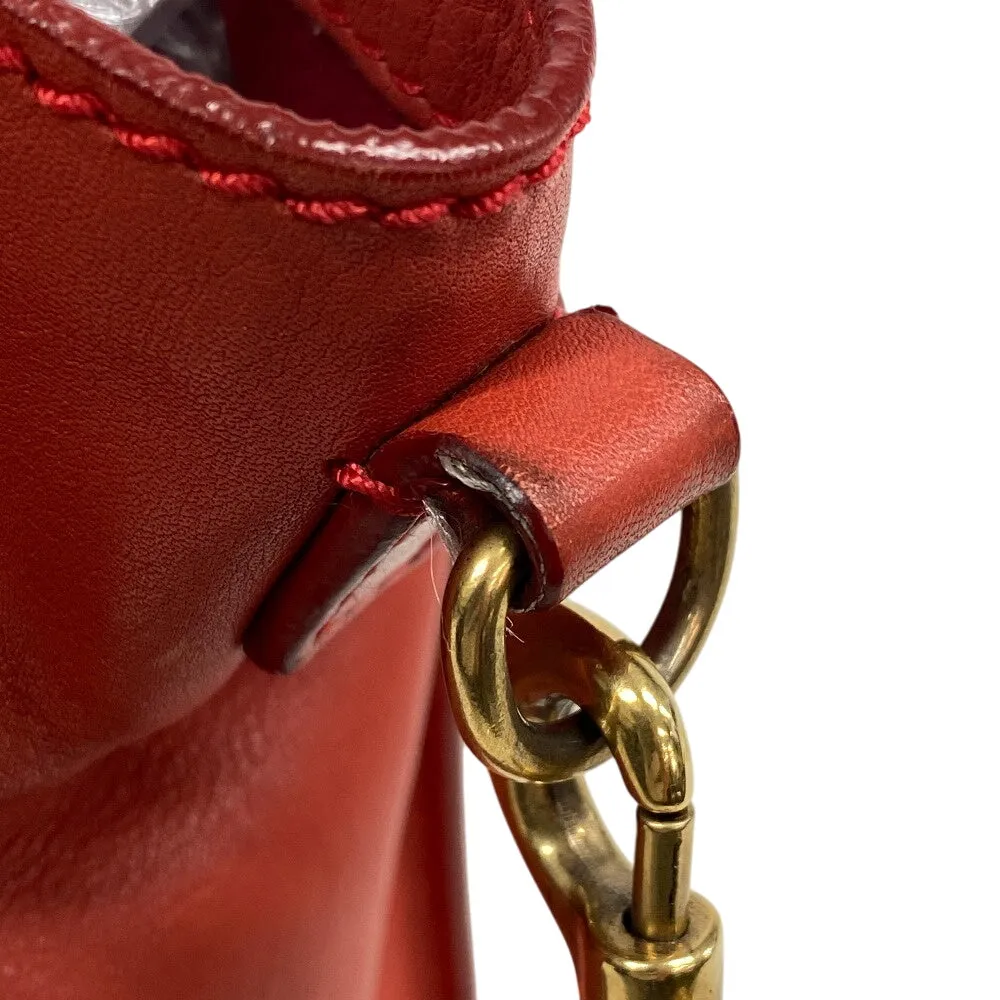 CELINE Shoulder Bag leather Red 2way handbag Luggage Nano Shopper Women Used
