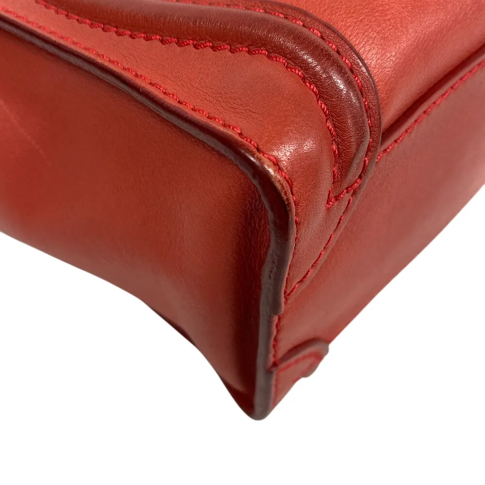CELINE Shoulder Bag leather Red 2way handbag Luggage Nano Shopper Women Used