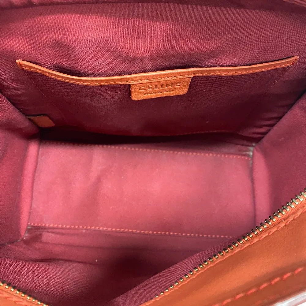 CELINE Shoulder Bag leather Red 2way handbag Luggage Nano Shopper Women Used