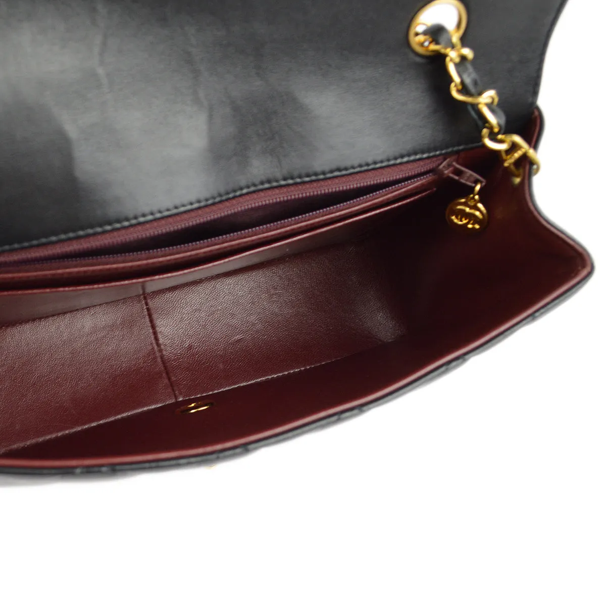 Chanel 1991-1994 Black Lambskin Medium Diana Shoulder Bag