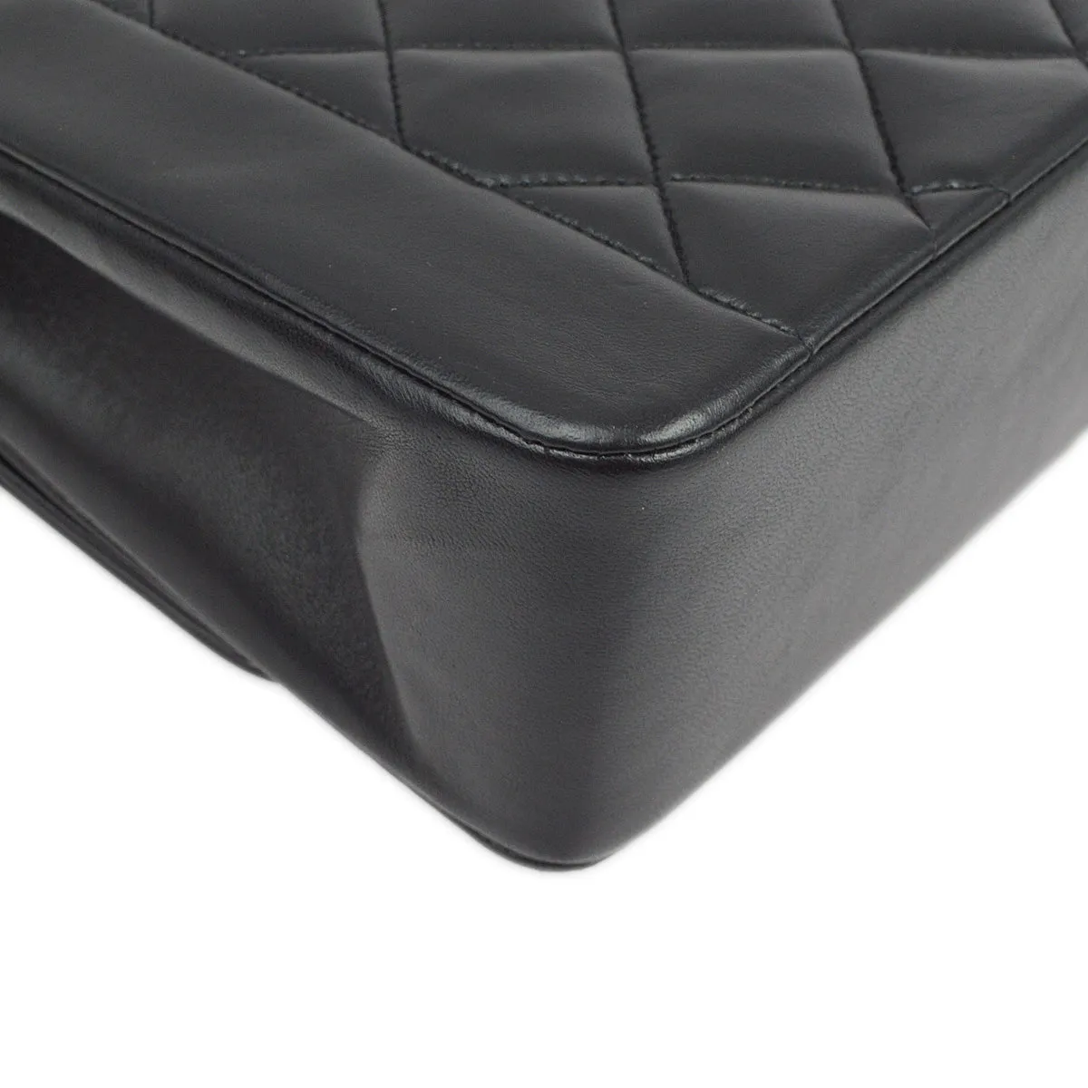Chanel 1991-1994 Black Lambskin Medium Diana Shoulder Bag