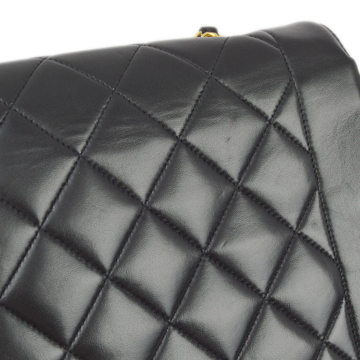 Chanel 1991-1994 Black Lambskin Medium Diana Shoulder Bag