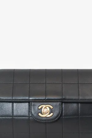 Chanel? 2003-04 Black Lambskin Chocolate Bar East West Shoulder Bag