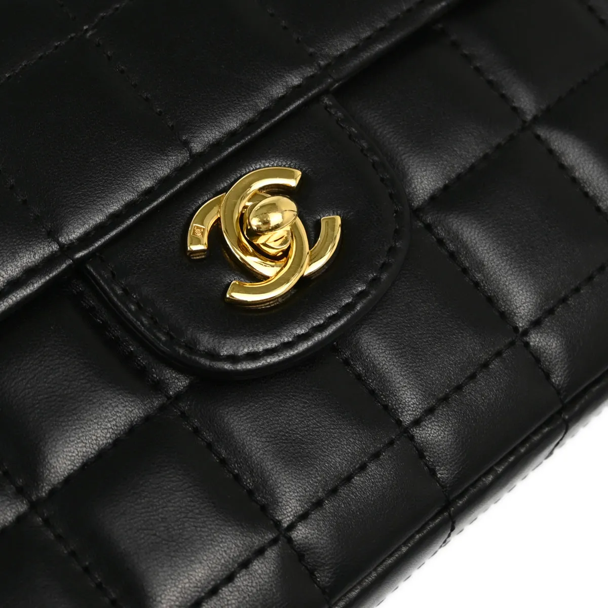 Chanel Black Lambskin Choco Bar East West Shoulder Bag