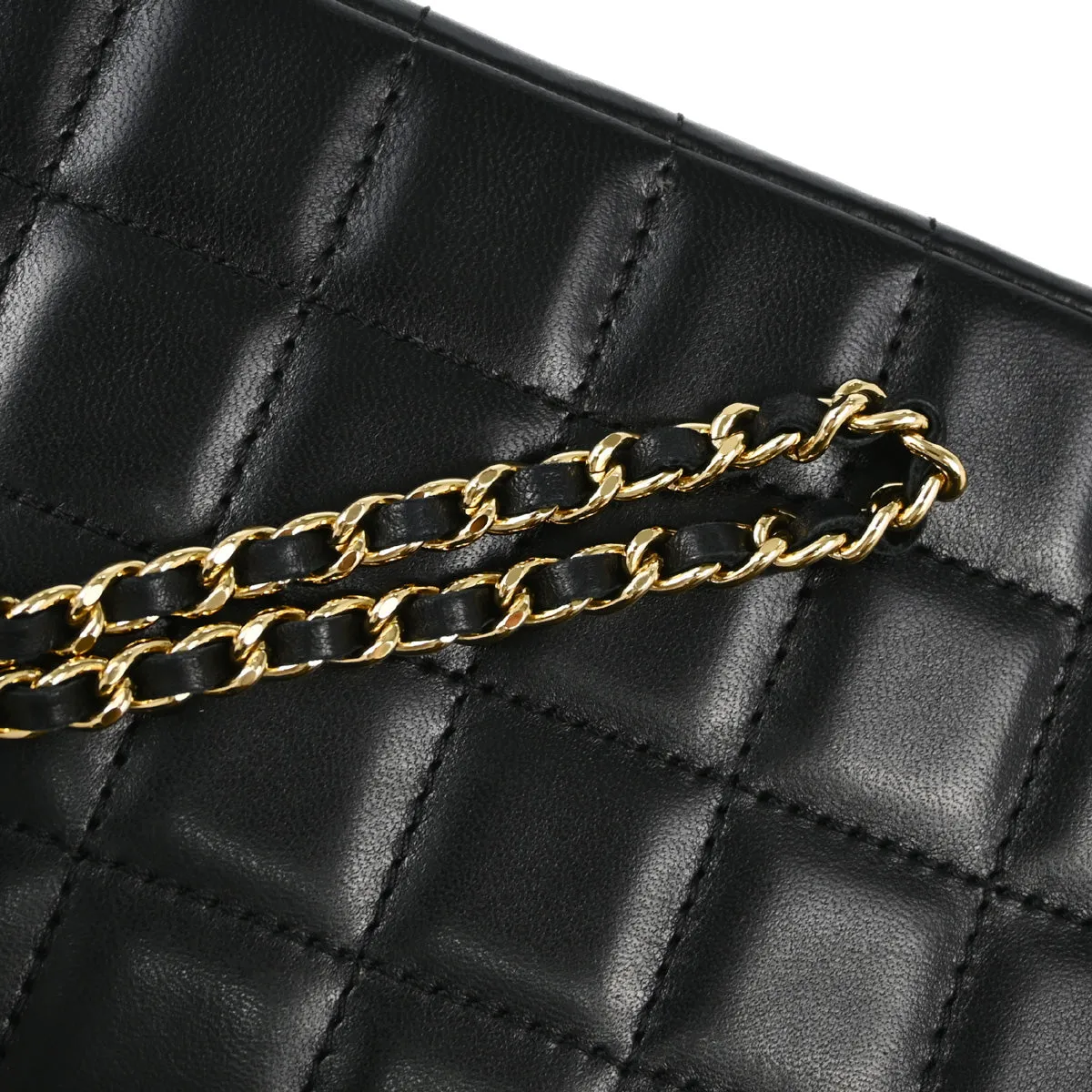 Chanel Black Lambskin Choco Bar East West Shoulder Bag